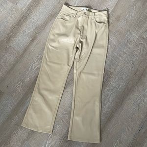 Beige Faux Leather Pant